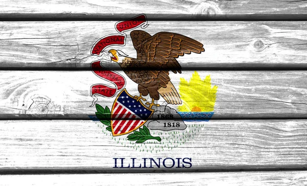 State of Illinois flag painted on wooden background, closeup.