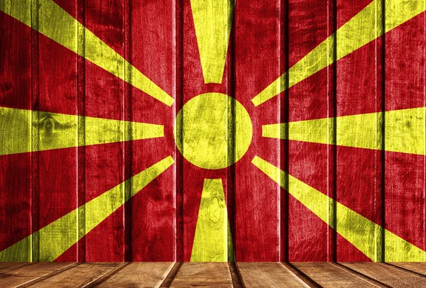 Wooden background with a flag of Macedonia. There is a place for your text in the photo. — Stock Image Wooden Background Flag Macedonia Place Your Text Photo Stock Image