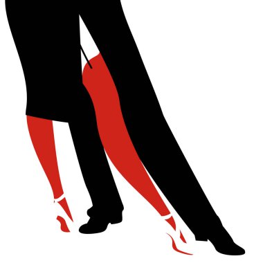 Kadın ve adam beyaz arka plan üzerinde tango dans