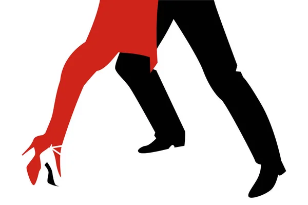 女性と白い背景でタンゴを踊っている人の足 — ストックベクタ