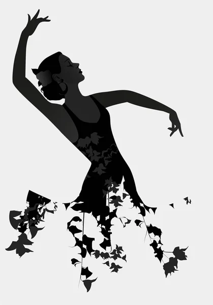 Silhouette Danseuse Flamenco Espagnole Isolée Sur Fond Blanc — Image vectorielle