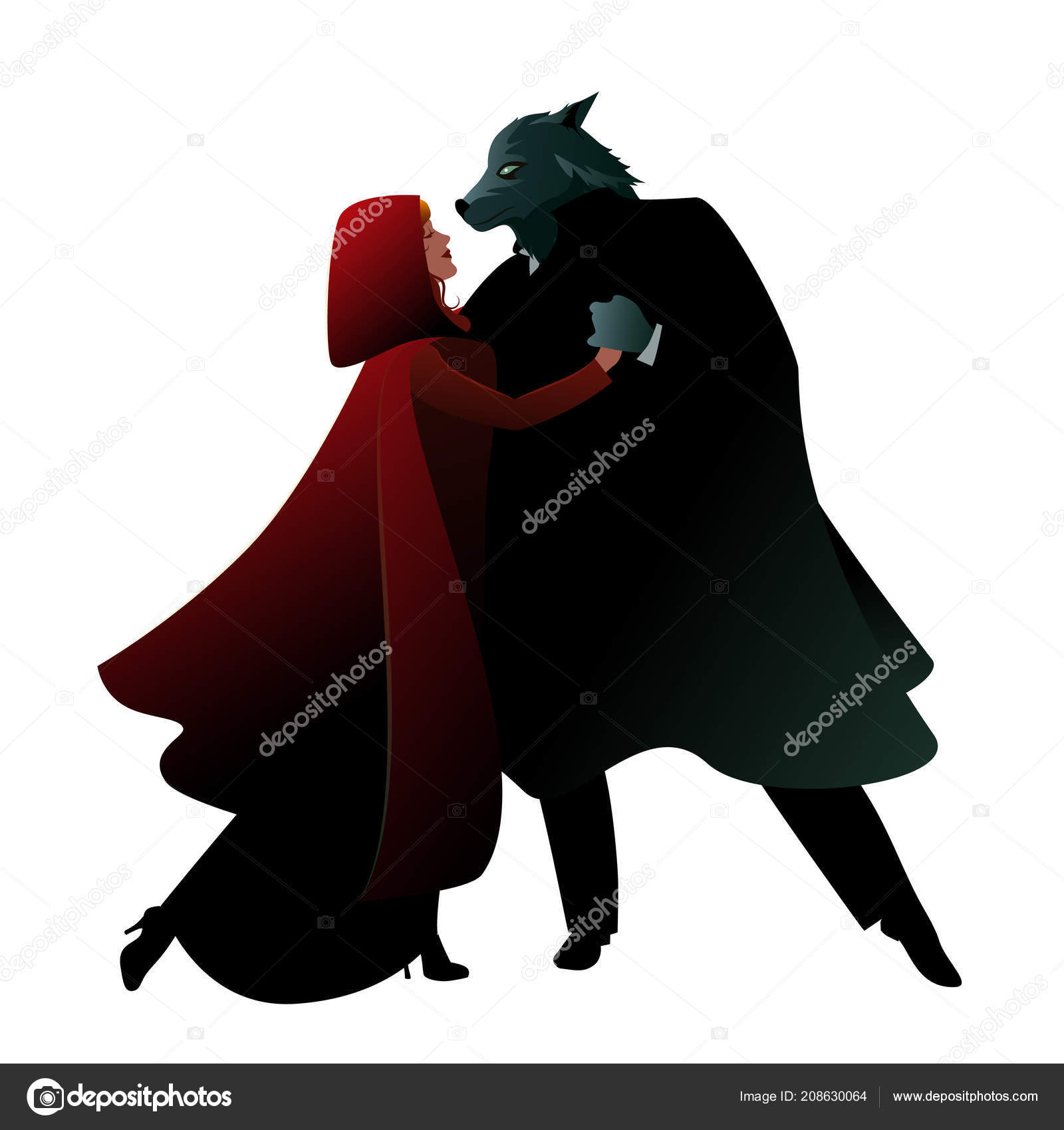 Little Red Riding Hood Wolf Dancing Forest Light Full Moon Stock Vector Image By C Lainspiratriz