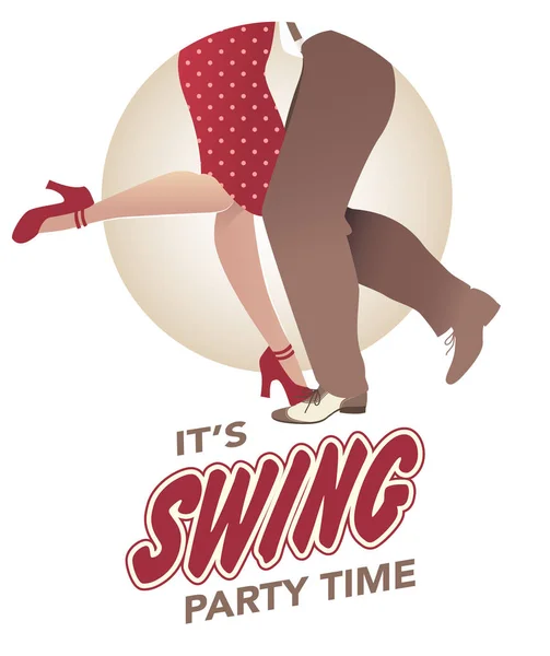 Ora Della Festa Swing Gambe Uomo Donna Che Indossano Abiti — Vettoriale Stock