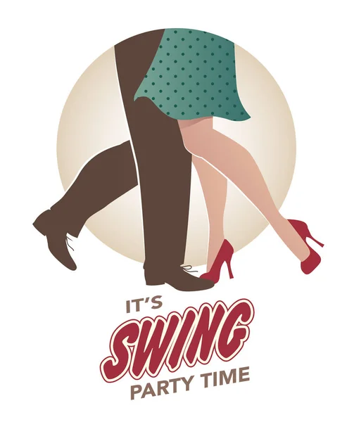 Swing Party Čas Nohy Muže Ženy Nosit Retro Oblečení Boty — Stockový vektor