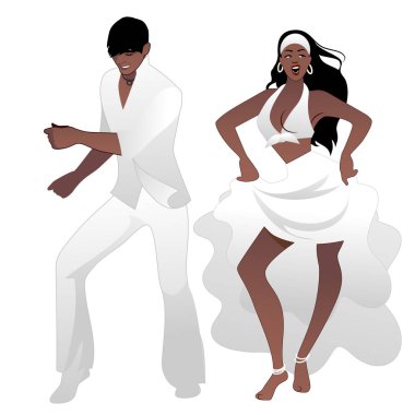 Salsa parti zamanı. Genç çift dans latin müzik: salsa, merengue, mambo, bachata