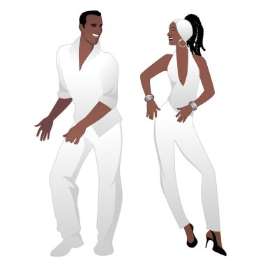 Salsa parti zamanı. Genç çift dans latin müzik: salsa, merengue, mambo, bachata