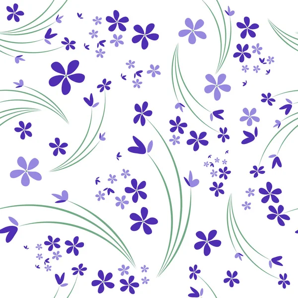 Modèle Sans Couture Violettes Sauvages Sur Fond Blanc — Image vectorielle