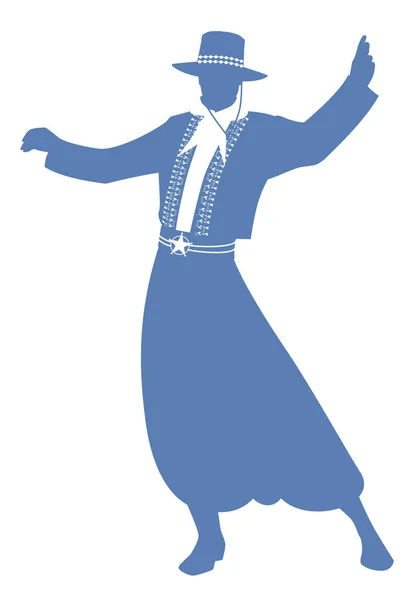 Silhouette Gaucho Avec Chapeau Dansant Danse Typique Amérique Sud Isolé — Image vectorielle