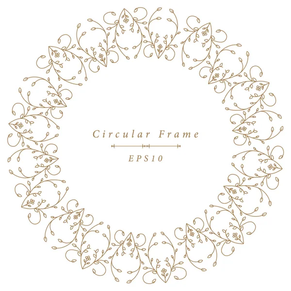 Ornamental antique frame in circular shape isolated on white background — Stock Vector