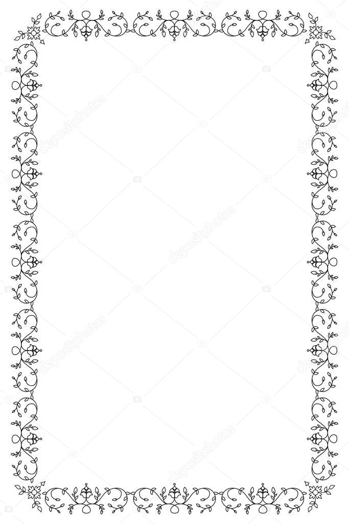Ornamental Old Frame isolated on white background. Vintage Style