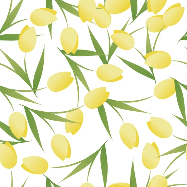 Цветы Тюльпанов Листья Белом Фоне — стоковый вектор