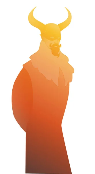 Silhouette des Teufels. Mann mit Maske und großen Hörnern, Schnurrbart, Spitzbart und strenger Kleidung aus alten Zeiten, isoliert auf weißem Hintergrund — Stockvektor