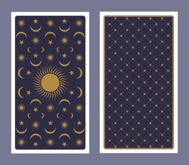 Geri Tarot kartı yıldızlar, Güneş ve ay ile süslenmiş