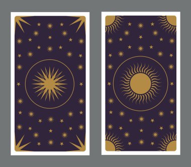 Geri Tarot kartı yıldızlar, Güneş ve ay ile süslenmiş