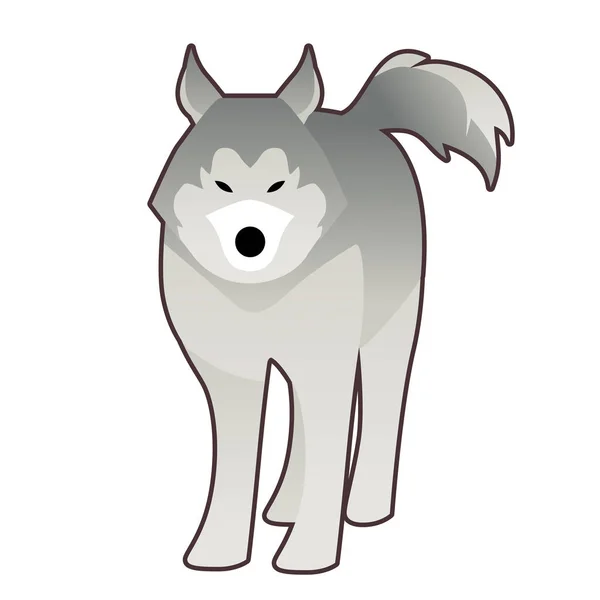Trineo husky perro de polar carrera de dibujos animados estilo aislado sobre fondo blanco — Archivo Imágenes Vectoriales