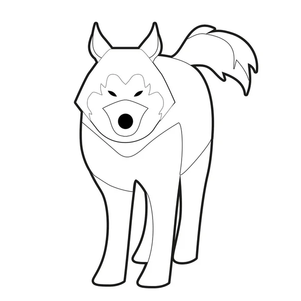 Sled husky cane di razza polare stile cartone animato isolato su sfondo bianco — Vettoriale Stock