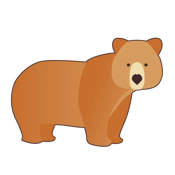 Divertido oso pardo en estilo de dibujos animados aislado sobre fondo blanco — Vector de stock