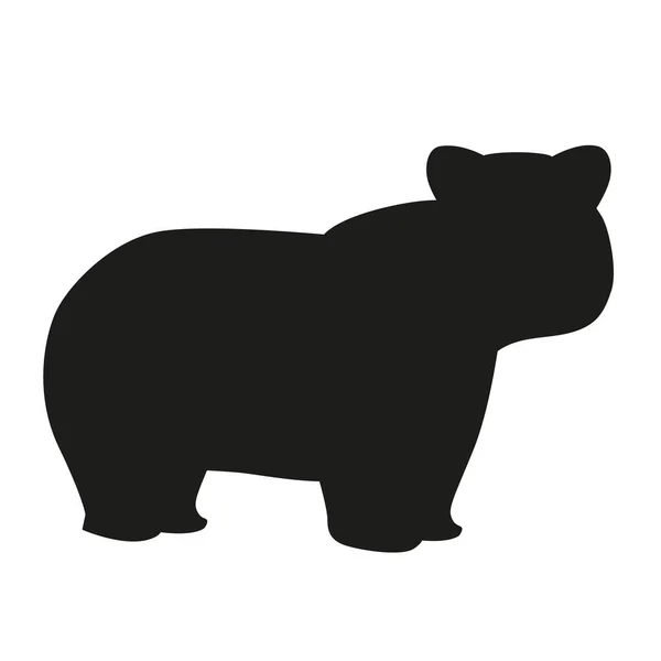Silueta de oso en estilo de dibujos animados aislado sobre fondo blanco — Vector de stock