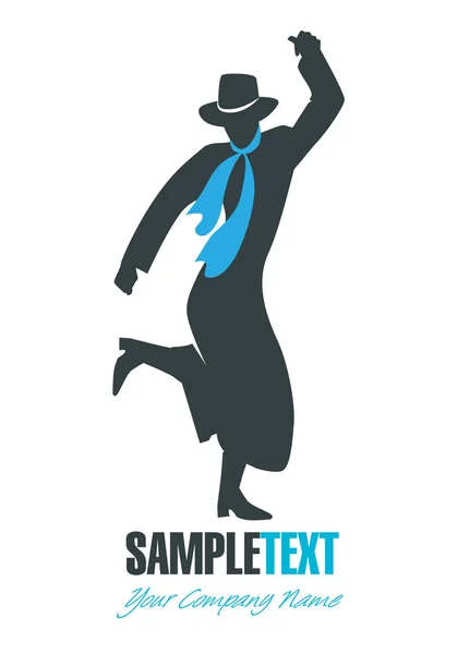 Silhouet van gaucho met hoed dansen typische dans van Zuid-Amerika, geïsoleerd op witte achtergrond — Stockvector