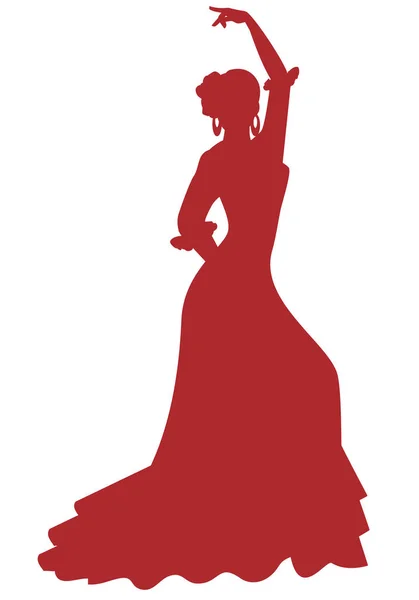 スペインのフラメンコダンサーの女性は 白い背景に隔離された彼女の髪のダンスでフラメンコドレスと花を身に着けている ストックベクター C Lainspiratriz