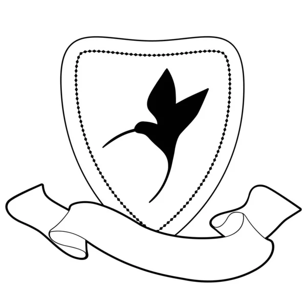 Heraldický štít a text na obrázku s nápisem kolimingbird, izolovaný na bílém pozadí — Stockový vektor