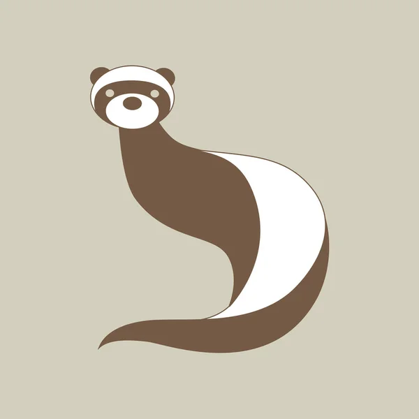 Ferret. Vector illustratie van logo. Gestileerde, vereenvoudigde en geïsoleerde schattige dieren. — Stockvector