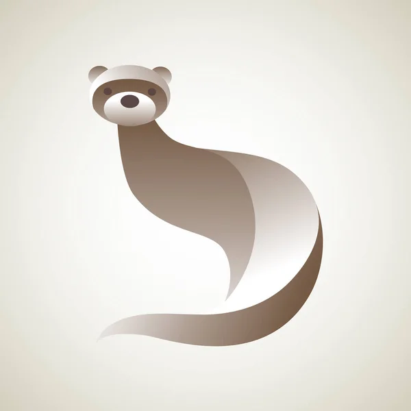 Ferret. Vector illustratie van logo. Gestileerde, vereenvoudigde en geïsoleerde schattige dieren. — Stockvector