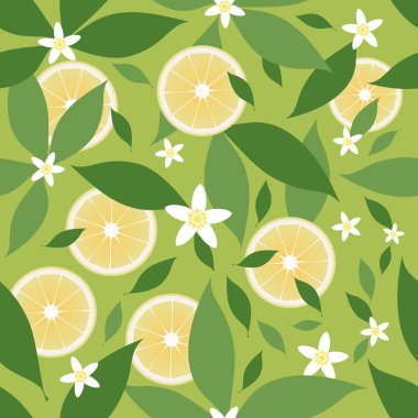 Limon dilimleri ve portakal çiçeği çiçekleri Dikişsiz desen