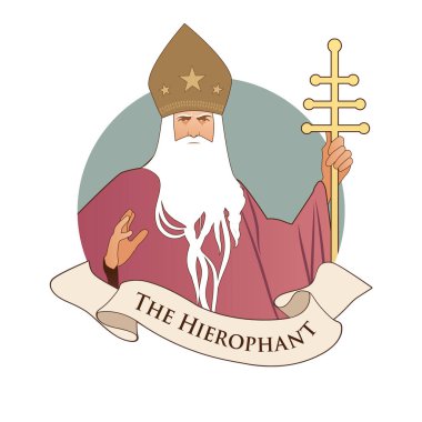 Binbaşı Arcana Amblemi Tarot Kartı. Hierophant. 