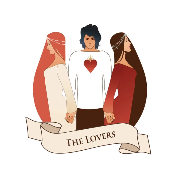 Major Arcana embléma Tarot kártya. A szerelmesek. — Stock Vector