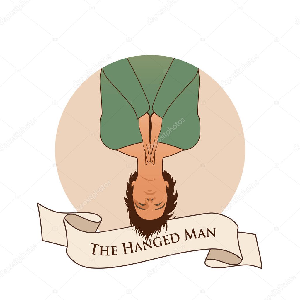 Major Arcana Emblem Tarot Card. The Hanged Man. 