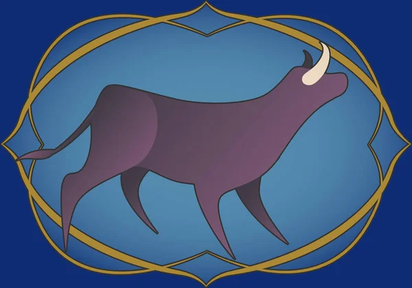 Signo Del Zodíaco Tauro Toro Dentro Marco Ornamental Estilo Medieval — Vector de stock