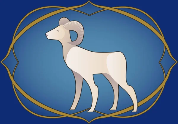 Signo Del Zodíaco Aries Ram Dentro Marco Ornamental Estilo Medieval — Vector de stock