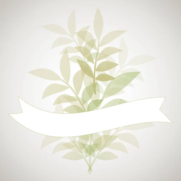 Fundo Botânico Folhas Delicadas Estilizadas Banner Branco Para Texto — Vetor de Stock