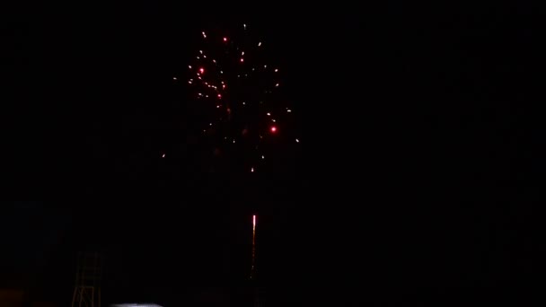 Mooie vuurwerkshow in de nacht sky hd — Stockvideo