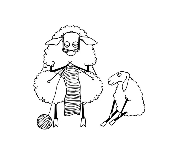 Caractères moutons dessinés à la main — Image vectorielle