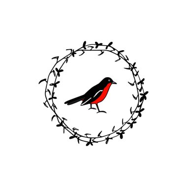 El çekilmiş çiçek kuş amblemi