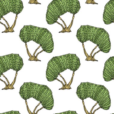 Elle çizilmiş zeytin ağaçları desen