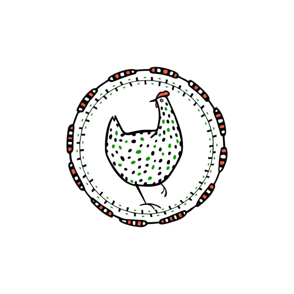 Emblema de pollo dibujado a mano — Archivo Imágenes Vectoriales