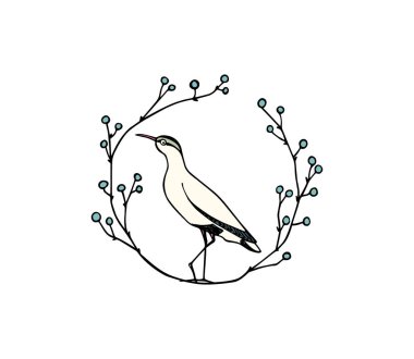 Hand drawn bird emblem clipart