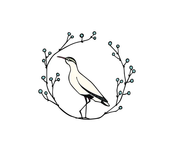 Emblema de pássaro desenhado à mão — Vetor de Stock