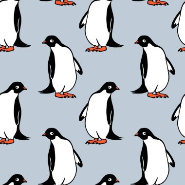 Elle çizilmiş penguenler desen