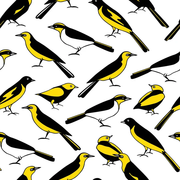 Hand drawn birds pattern — Stock Vector