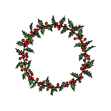 Elle çizilmiş kış çelenk