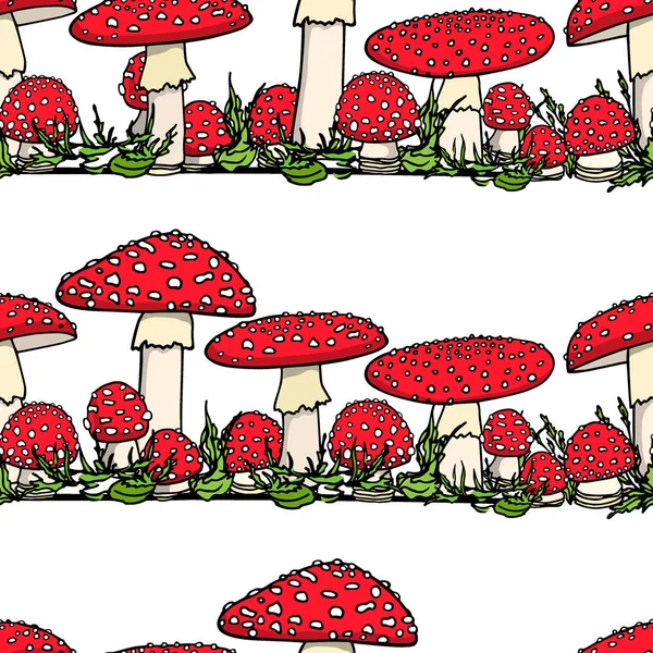 Hand drawn mushroom pattern — Stock Vector