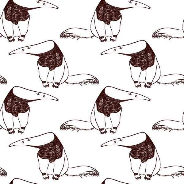 Hand dras anteater mönster — Stock vektor