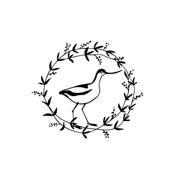 手画的鸟会徽 — 图库矢量图片