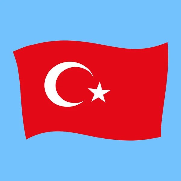 Bandeira Nacional Turquia Bayrak Ilustração Vetorial Voadora —  Vetores de Stock