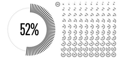 Daire yüzde diyagramlara 100 hazır kullanımlı web tasarım, kullanıcı arabirimi (UI) veya Infographic - gösterge siyah 0 set