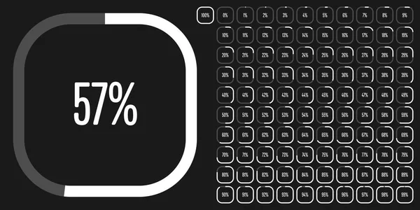 Set Diagrammi Percentuali Rettangolo 100 Ready Use Web Design Interfaccia — Vettoriale Stock